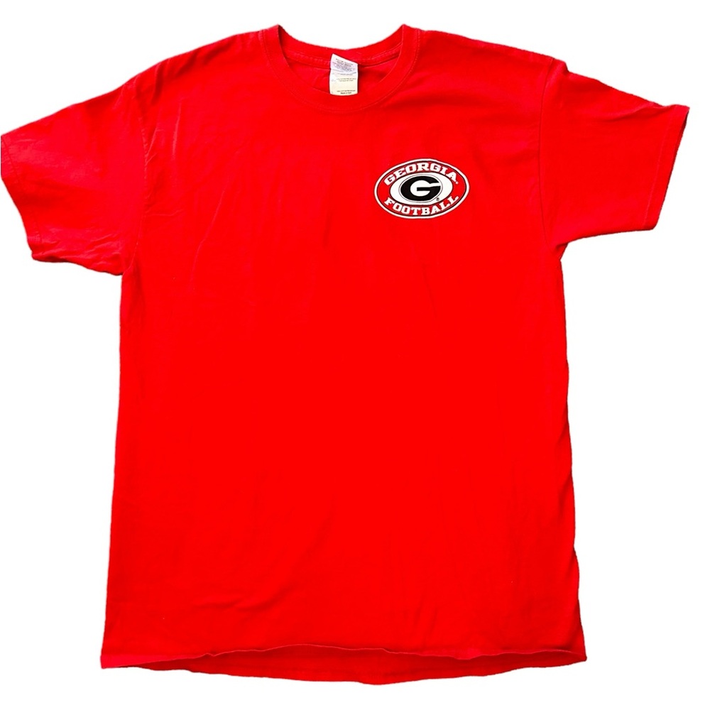 NCAA University of Georgia Bulldogs Football Red Large Double Sided T-shirt